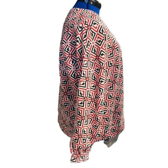 LIZ CLAIBORNE RED WHITE & Black V Neck Sweatshirt Top Size XL New With Tags - Picture 3 of 12